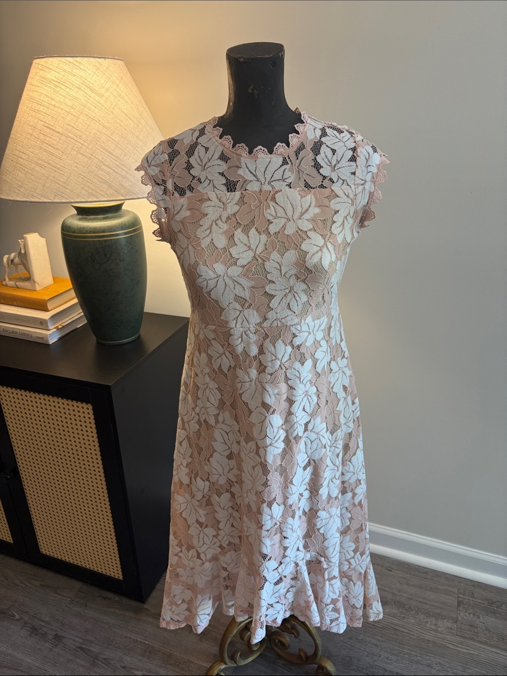 Poppies and Roses Romantic Blush Pink Lace Floral Dress Girl 16 Special Occasion